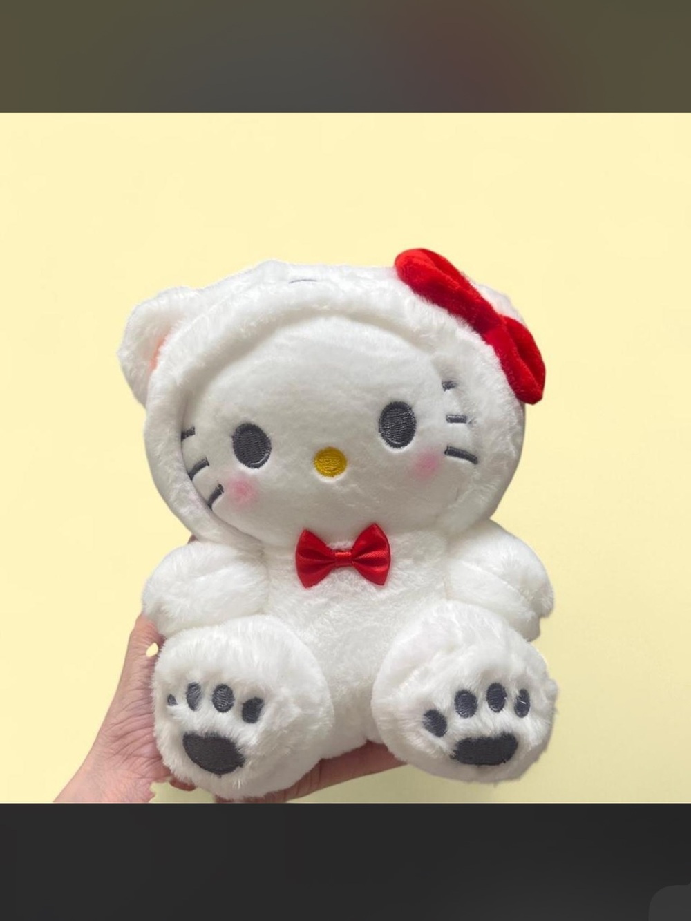 Sanrio White Hello Kitty Plush with Red Bow and Accents